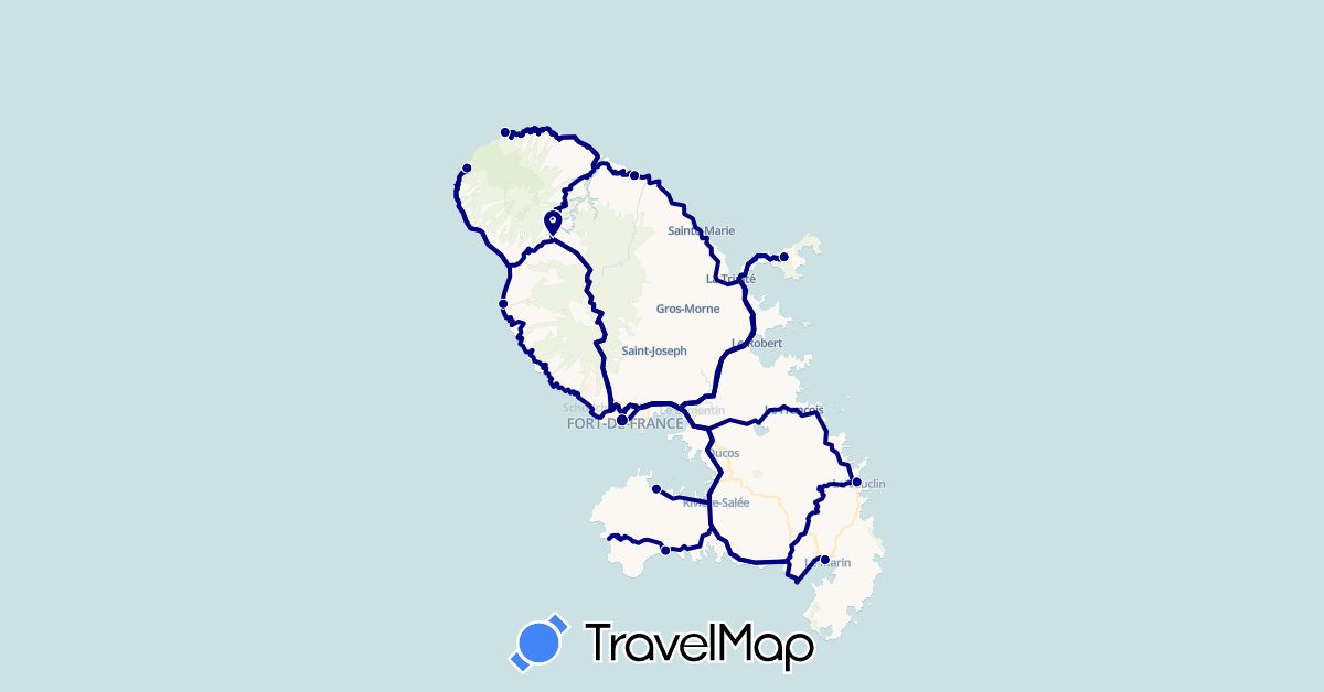 TravelMap itinerary: driving in France, Martinique (Europe, North America)